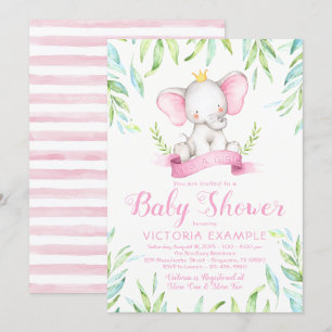 Convites de Chuveiro de Bebê Princesa Elefante