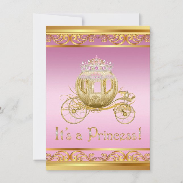 Convites de Chuveiro de Bebê Princesa Rosa e Doura (Frente)