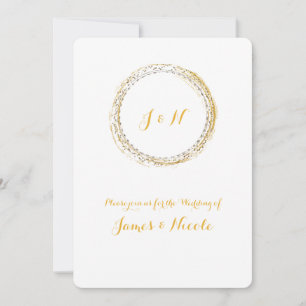 Convites de Círculo Glamour Branco com Brilho em F