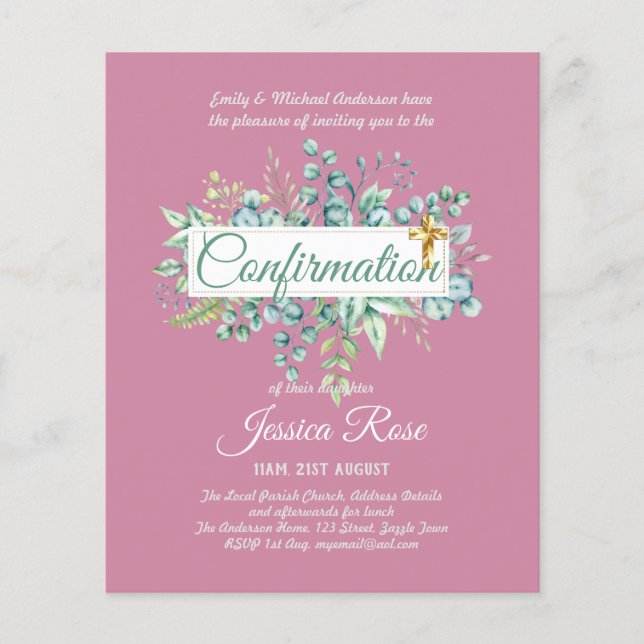 Convites de Confirmação Eucalipto Verdejante (Frente)