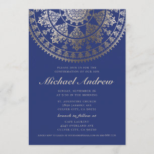 Convites de Confirmação Gold Foil Mandala