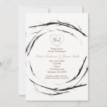 Convites de Coroa de Galhos e Ramos Rústicos