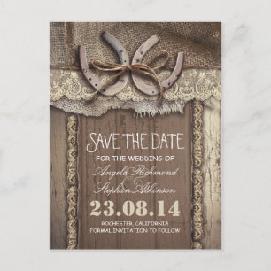 convites de data de casamento rustico country com 