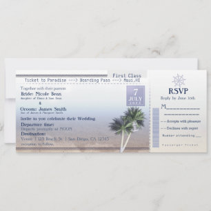 Convites de Destino de Casamento Ticket to Paradis