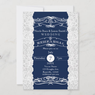 Convites de ENSAIO de Casamento com Renda Azul e B