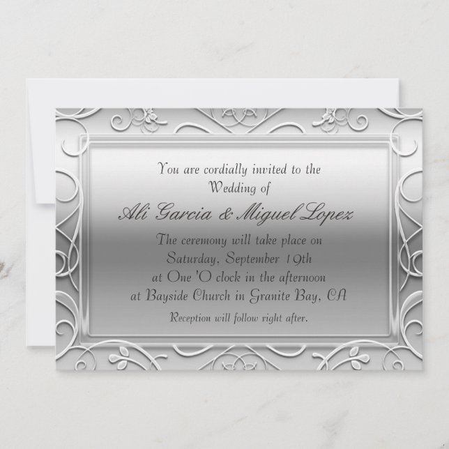 Convites de Evento de Casamento com Elegância Prat (Frente)
