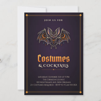 Convites de Fantasias de Morcego Vampiro e Coqueté