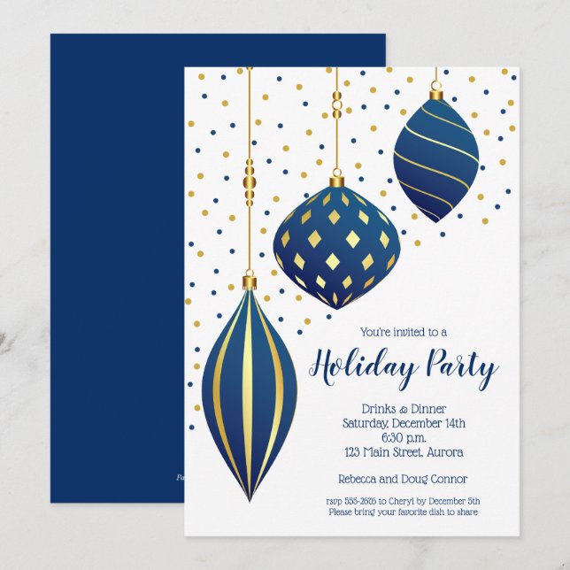 Convites de Férias de enfeites de natal (Frente/Verso)