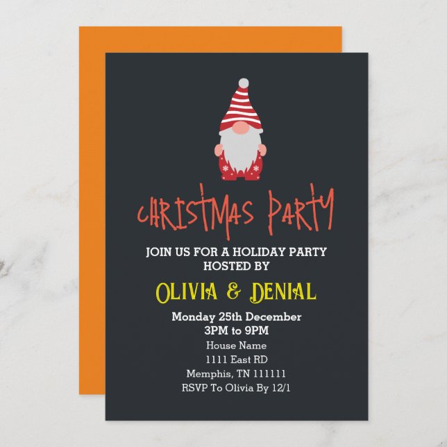 Convites de Férias de Natal para Papais noeis Gnom (Frente/Verso)