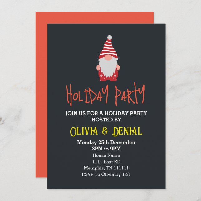 Convites de Férias de Natal para Papais noeis Gnom (Frente/Verso)