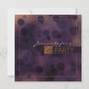 Convites de Festa Bokeh Glam Purple & Gold