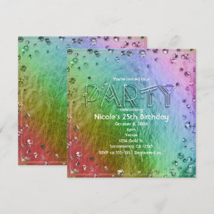 Convites de Festa Brilho de Folha Falsa Glam Arco-