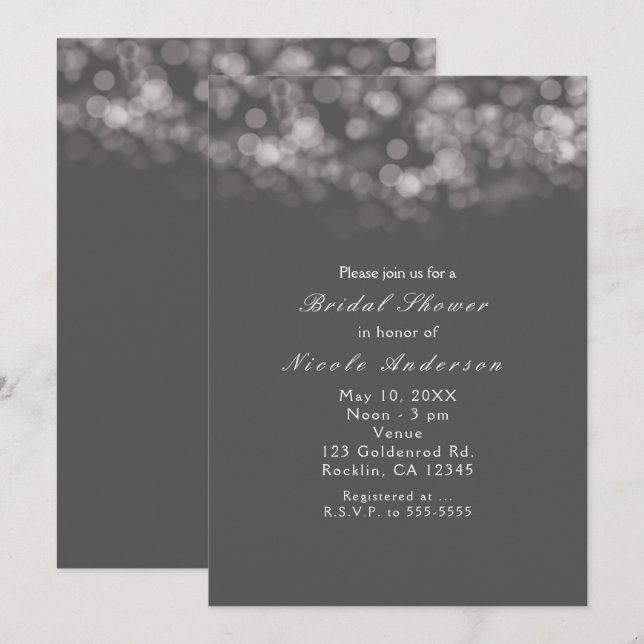 Convites de festa chiques com luzes mínimas modern (Frente/Verso)