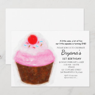 Convites de festa com desenho de um grande cupcake