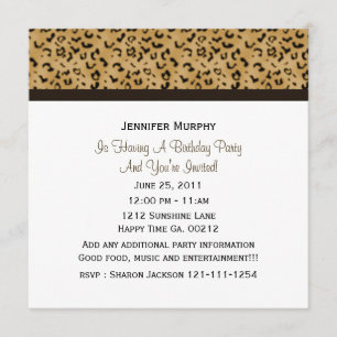 Convites de Festa com Estampa de Leopardo