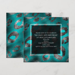 Convites de festa com estampa de leopardo azul tur