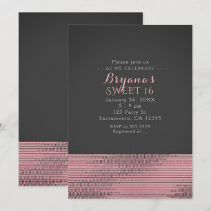 Convites de festa com lantejoulas Pink & Grey Mode