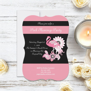 Convites de festa cor-de-rosa preto caprichosos de