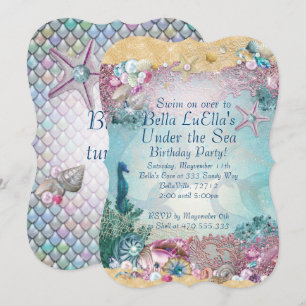 Convites de Festa da Sereia Debaixo do Mar