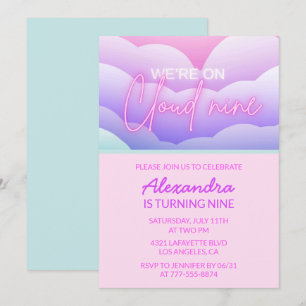 Convites de festa de aniversário Cloud 9 Arco-íris