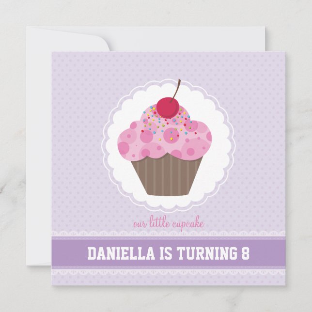CONVITES DE festa de aniversário: cupcake 4SQ (Frente)