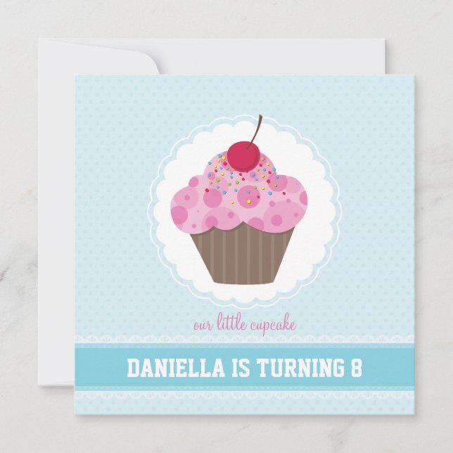 CONVITES DE festa de aniversário: cupcake 5SQ (Frente)