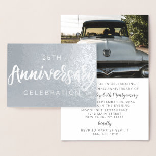 Convites de festa de aniversário de 25 anos com fo