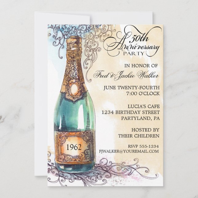 Convites de festa de aniversário de 50 anos com el (Frente)