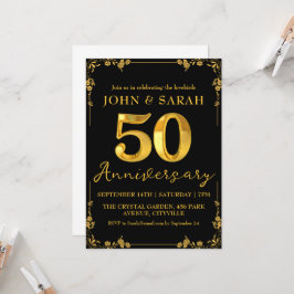 convites de festa de aniversário de 50 anos preto