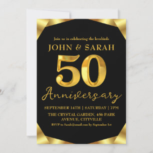 convites de festa de aniversário de 50 anos preto 