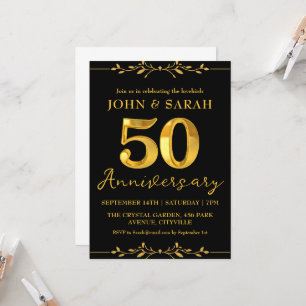convites de festa de aniversário de 50 anos preto 