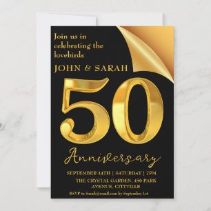 convites de festa de aniversário de 50 anos preto 
