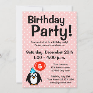 convites de festa de aniversário de 5 anos com pin