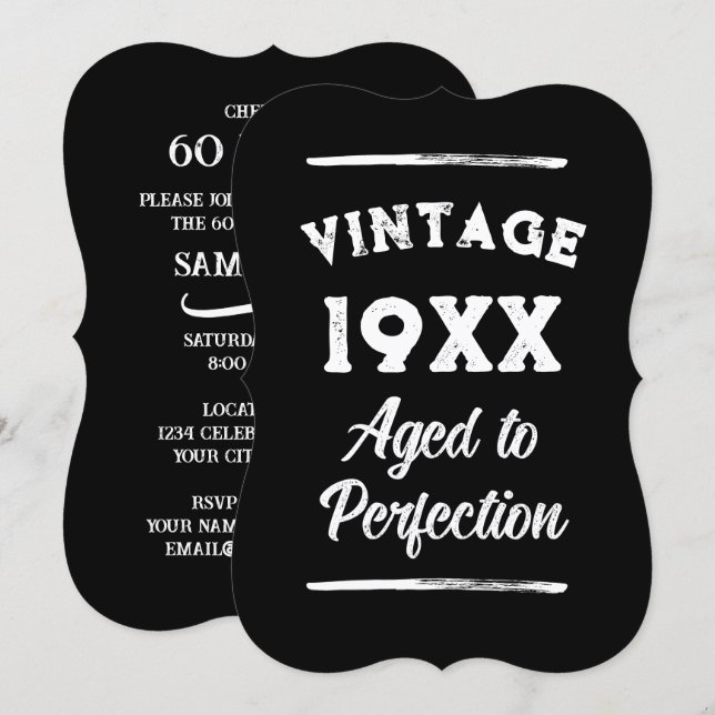 Convites de festa de aniversário de 60 anos com es (Frente/Verso)
