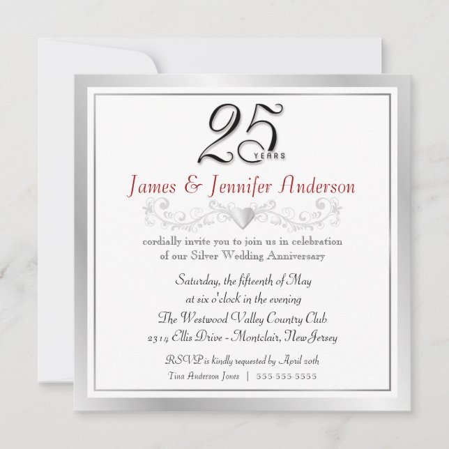 Convites de Festa de Aniversário de Casamento de 2 (Frente)