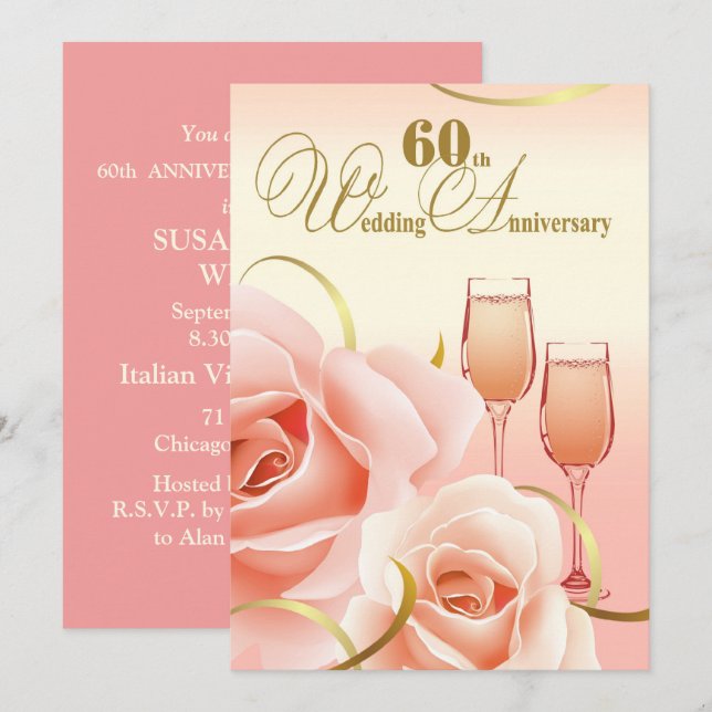 Convites de festa de aniversário de casamento de 6 (Frente/Verso)