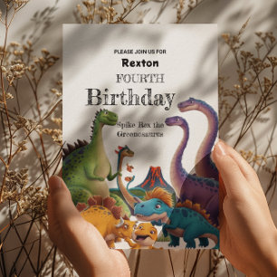 Convites de festa de aniversário de dinossauro par