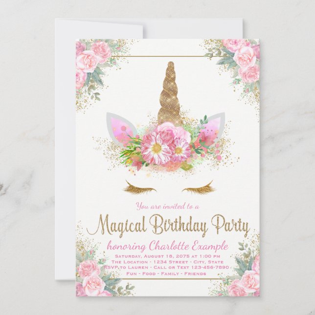 Convites de Festa de aniversario de meninas de Uni (Frente)