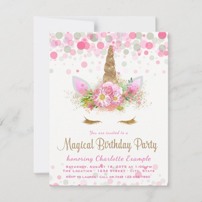 Convites de Festa de aniversario de meninas do Uni (Frente)