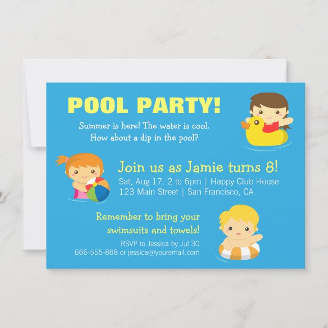 Convites de Festa de Aniversário de Verão na Pisci (Frente)