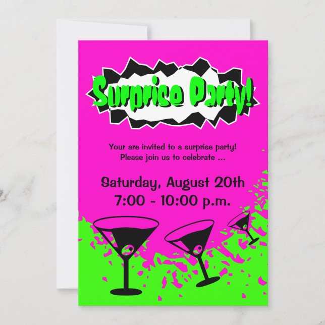 Convites de festa de aniversário surpresa | Cores  (Frente)