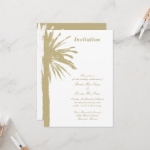 Convites de festa de casamento na praia com palmei