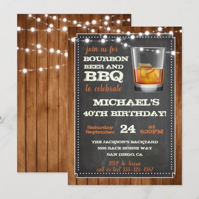 Convites de Festa de Cerveja e Bourbon & Churrasco (Frente/Verso)