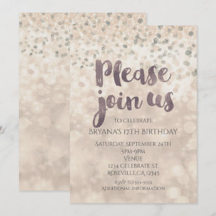 Convites de Festa de Confetes Glam Sparkle para Qu