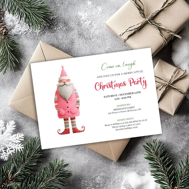 Convites de Festa de Férias Editáveis do Papai Noe (Playful Funny Santa Editable Holiday Party Template)