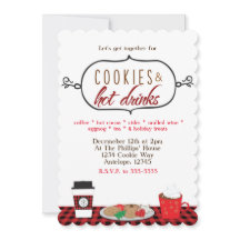 Convites de Festa de Fim de Ano de Cookies e Bebid