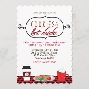 Convites de Festa de Fim de Ano de Cookies e Bebid