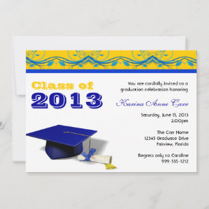Convites de Festa de formatura Azul e Dourado Pers