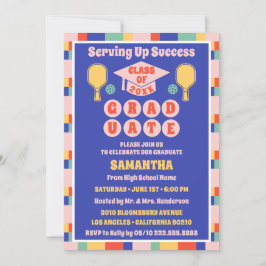 Convites de Festa de formatura de Pickleball Retro