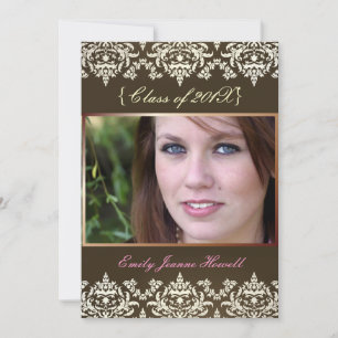 Convites de festa de formatura Espresso + Damask